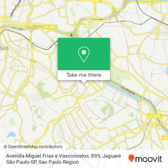 Mapa Avenida Miguel Frias e Vasconcelos, 895, Jaguaré São Paulo-SP