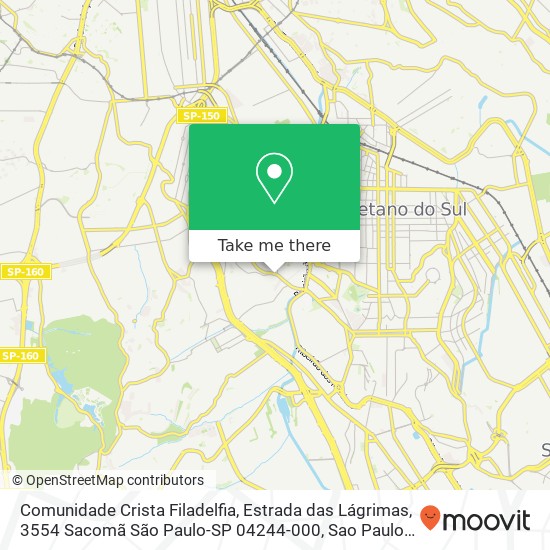 Mapa Comunidade Crista Filadelfia, Estrada das Lágrimas, 3554 Sacomã São Paulo-SP 04244-000