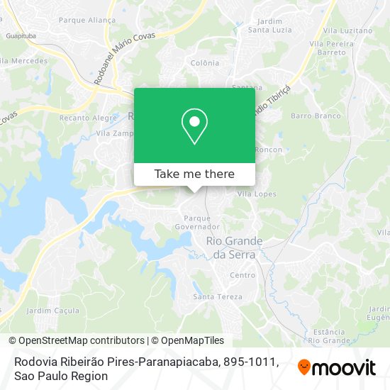 Mapa Rodovia Ribeirão Pires-Paranapiacaba, 895-1011