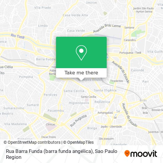 Mapa Rua Barra Funda (barra funda angélica)