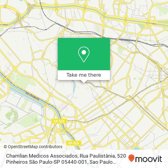 Mapa Chamlian Medicos Associados, Rua Paulistânia, 520 Pinheiros São Paulo-SP 05440-001