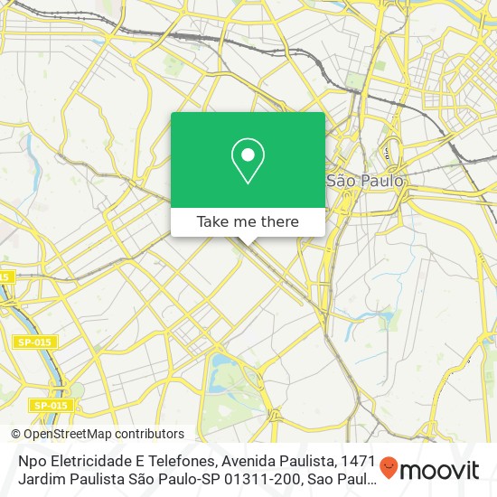 Mapa Npo Eletricidade E Telefones, Avenida Paulista, 1471 Jardim Paulista São Paulo-SP 01311-200