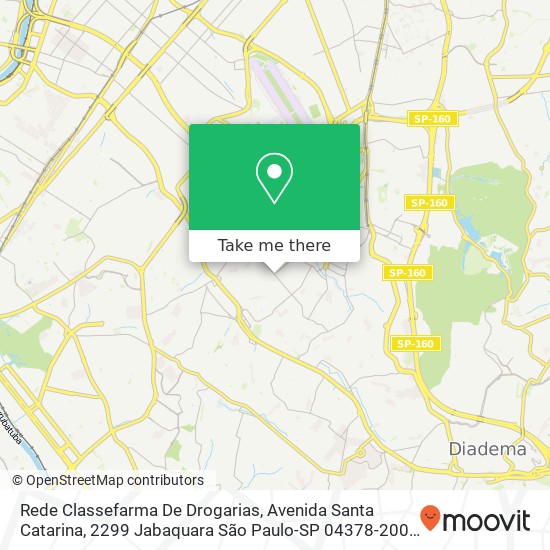 Mapa Rede Classefarma De Drogarias, Avenida Santa Catarina, 2299 Jabaquara São Paulo-SP 04378-200