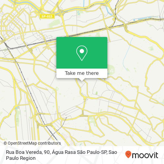 Mapa Rua Boa Vereda, 90, Água Rasa São Paulo-SP