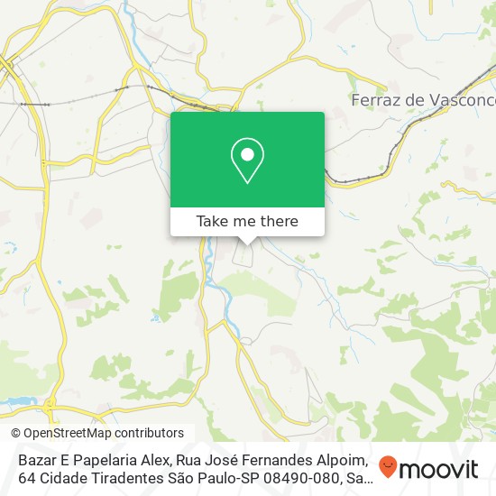 Mapa Bazar E Papelaria Alex, Rua José Fernandes Alpoim, 64 Cidade Tiradentes São Paulo-SP 08490-080