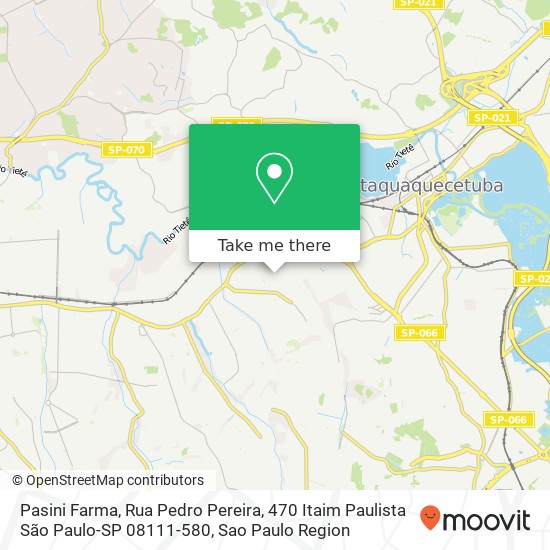 Mapa Pasini Farma, Rua Pedro Pereira, 470 Itaim Paulista São Paulo-SP 08111-580