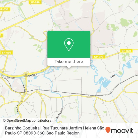 Mapa Barzinho Coqueiral, Rua Tucunaré Jardim Helena São Paulo-SP 08090-360