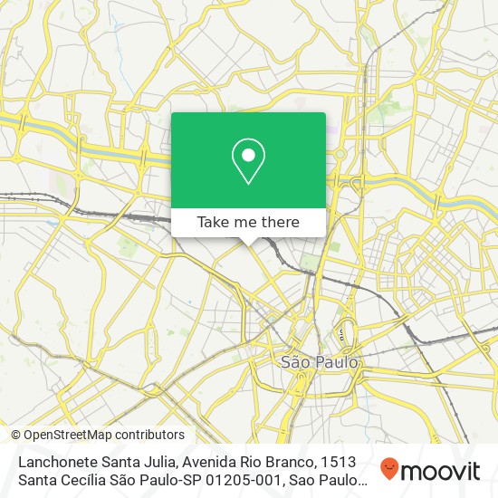 Mapa Lanchonete Santa Julia, Avenida Rio Branco, 1513 Santa Cecília São Paulo-SP 01205-001