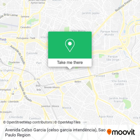 Avenida Celso Garcia (celso garcia intendência) map