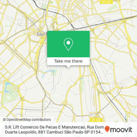 S.R. Lift Comercio De Pecas E Manutencao, Rua Dom Duarte Leopoldo, 881 Cambuci São Paulo-SP 01542-000 map