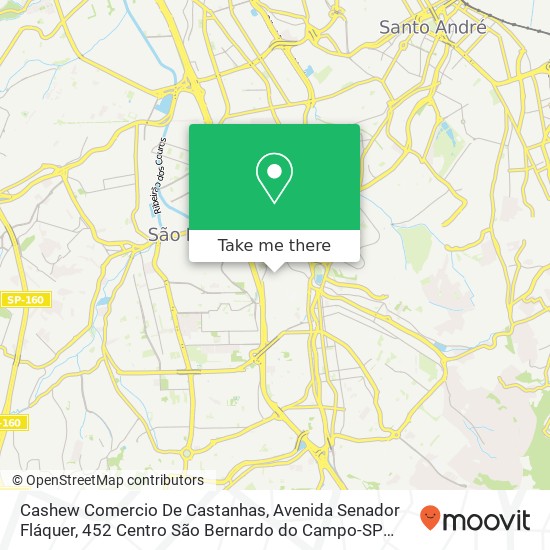 Mapa Cashew Comercio De Castanhas, Avenida Senador Fláquer, 452 Centro São Bernardo do Campo-SP 09725-440