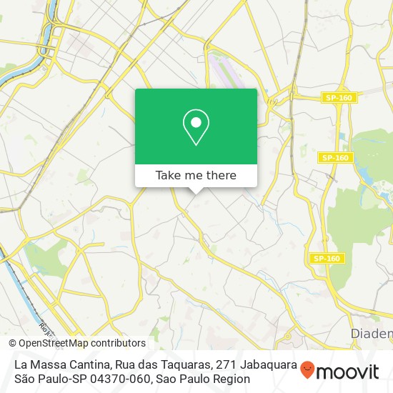 Mapa La Massa Cantina, Rua das Taquaras, 271 Jabaquara São Paulo-SP 04370-060