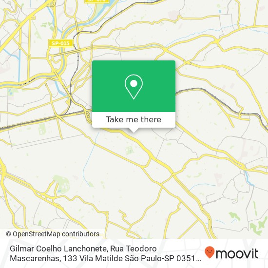 Mapa Gilmar Coelho Lanchonete, Rua Teodoro Mascarenhas, 133 Vila Matilde São Paulo-SP 03515-010
