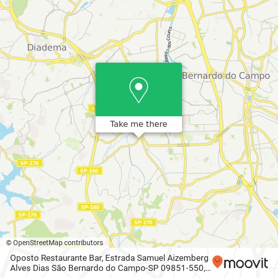 Mapa Oposto Restaurante Bar, Estrada Samuel Aizemberg Alves Dias São Bernardo do Campo-SP 09851-550