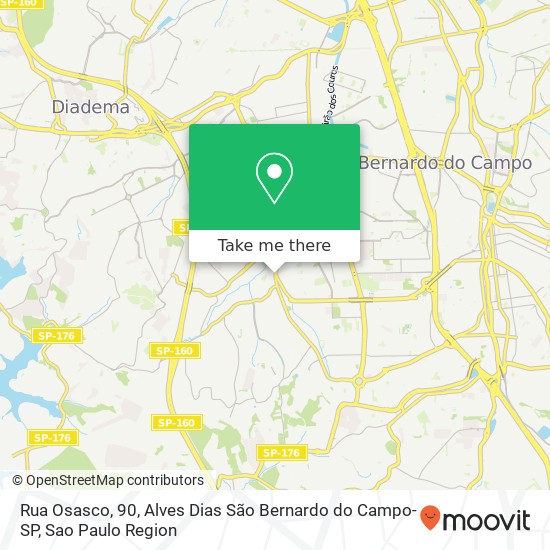 Mapa Rua Osasco, 90, Alves Dias São Bernardo do Campo-SP