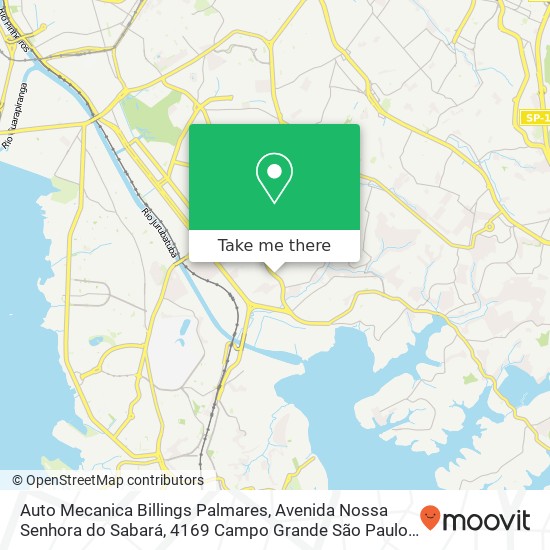 Mapa Auto Mecanica Billings Palmares, Avenida Nossa Senhora do Sabará, 4169 Campo Grande São Paulo-SP 04447-021