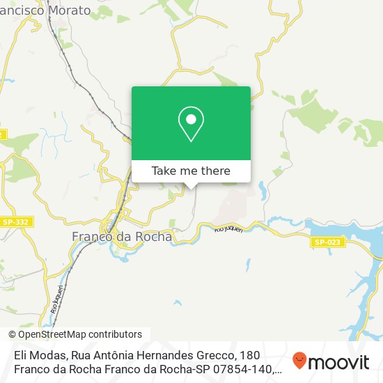 Mapa Eli Modas, Rua Antônia Hernandes Grecco, 180 Franco da Rocha Franco da Rocha-SP 07854-140