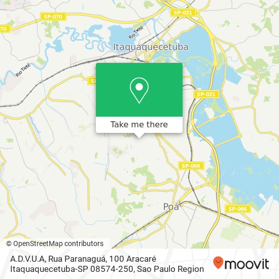 Mapa A.D.V.U.A, Rua Paranaguá, 100 Aracaré Itaquaquecetuba-SP 08574-250