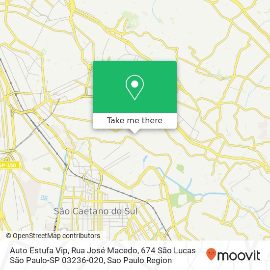 Mapa Auto Estufa Vip, Rua José Macedo, 674 São Lucas São Paulo-SP 03236-020