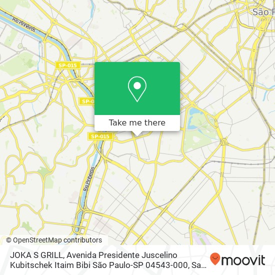 Mapa JOKA S GRILL, Avenida Presidente Juscelino Kubitschek Itaim Bibi São Paulo-SP 04543-000