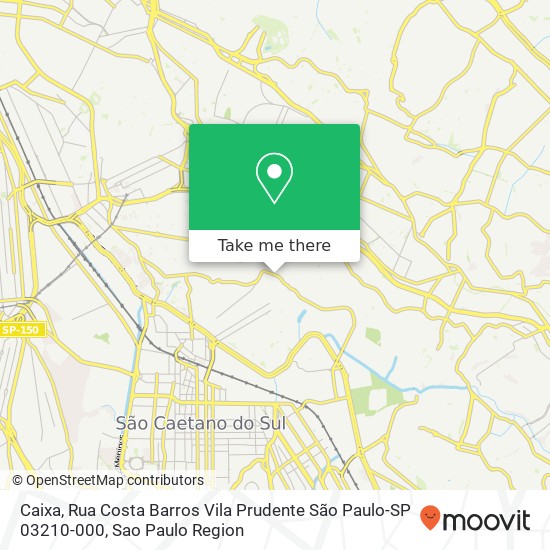 Mapa Caixa, Rua Costa Barros Vila Prudente São Paulo-SP 03210-000