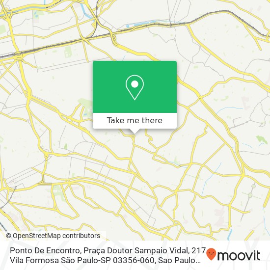 Mapa Ponto De Encontro, Praça Doutor Sampaio Vidal, 217 Vila Formosa São Paulo-SP 03356-060