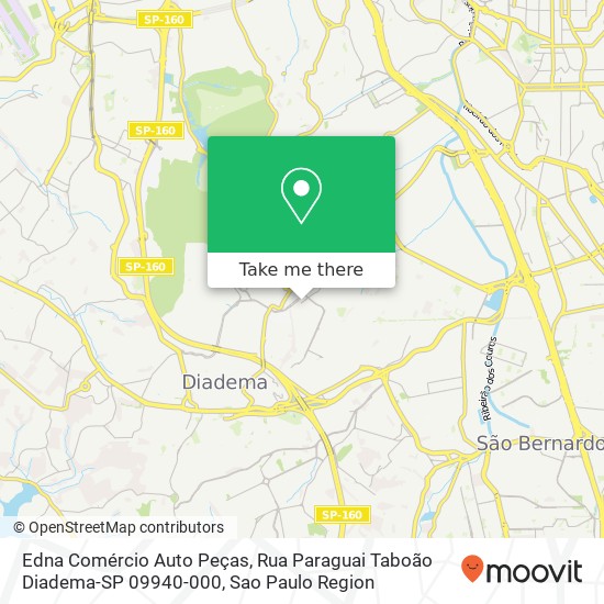 Mapa Edna Comércio Auto Peças, Rua Paraguai Taboão Diadema-SP 09940-000