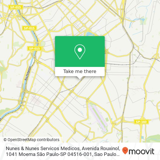 Mapa Nunes & Nunes Servicos Medicos, Avenida Rouxinol, 1041 Moema São Paulo-SP 04516-001