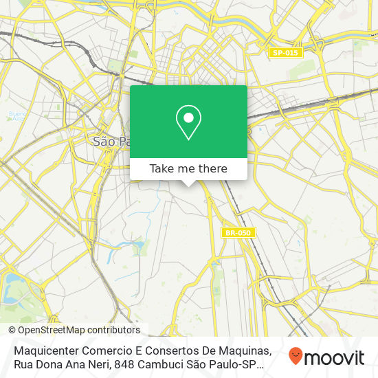 Mapa Maquicenter Comercio E Consertos De Maquinas, Rua Dona Ana Neri, 848 Cambuci São Paulo-SP 01522-000