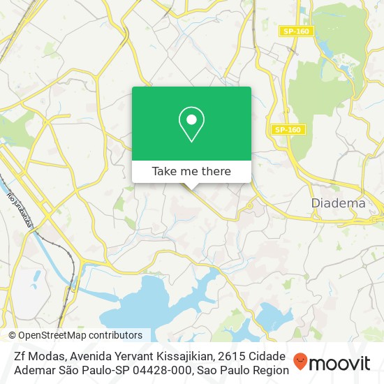 Mapa Zf Modas, Avenida Yervant Kissajikian, 2615 Cidade Ademar São Paulo-SP 04428-000