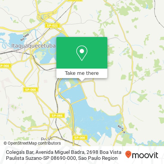Mapa Colega's Bar, Avenida Miguel Badra, 2698 Boa Vista Paulista Suzano-SP 08690-000