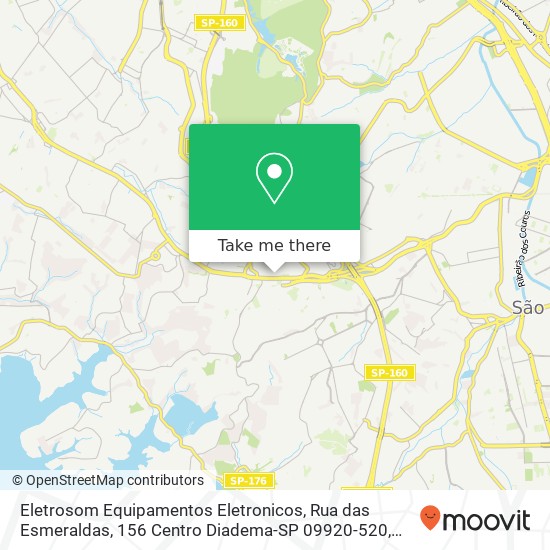 Mapa Eletrosom Equipamentos Eletronicos, Rua das Esmeraldas, 156 Centro Diadema-SP 09920-520