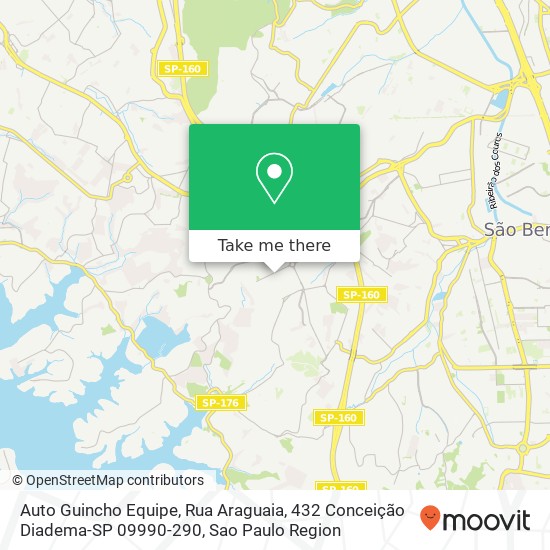 Mapa Auto Guincho Equipe, Rua Araguaia, 432 Conceição Diadema-SP 09990-290