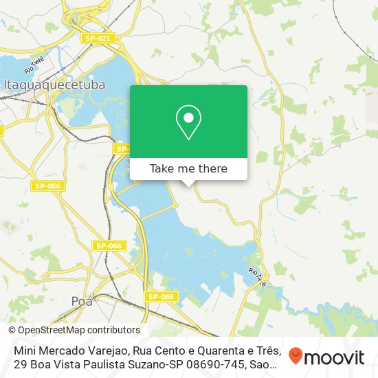Mapa Mini Mercado Varejao, Rua Cento e Quarenta e Três, 29 Boa Vista Paulista Suzano-SP 08690-745