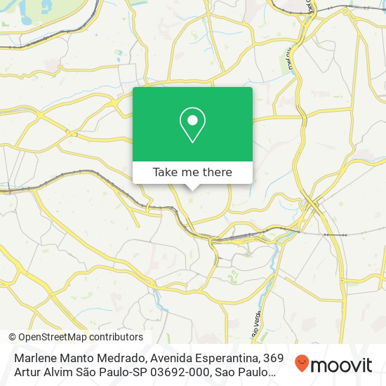 Mapa Marlene Manto Medrado, Avenida Esperantina, 369 Artur Alvim São Paulo-SP 03692-000