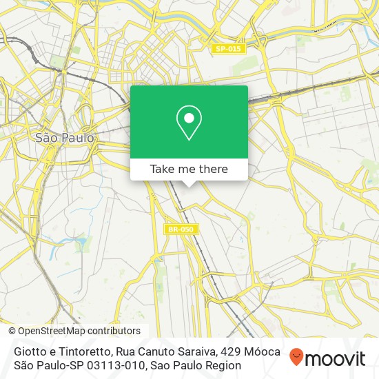 Mapa Giotto e Tintoretto, Rua Canuto Saraiva, 429 Móoca São Paulo-SP 03113-010