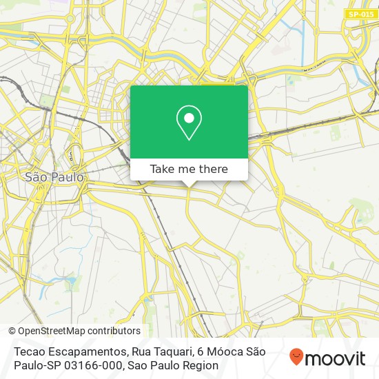 Mapa Tecao Escapamentos, Rua Taquari, 6 Móoca São Paulo-SP 03166-000