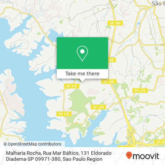 Mapa Malharia Rocha, Rua Mar Báltico, 131 Eldorado Diadema-SP 09971-380