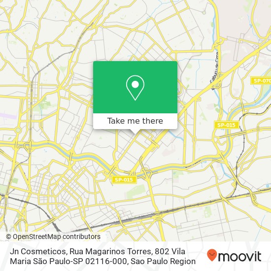 Mapa Jn Cosmeticos, Rua Magarinos Torres, 802 Vila Maria São Paulo-SP 02116-000