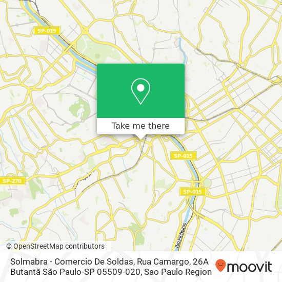 Mapa Solmabra - Comercio De Soldas, Rua Camargo, 26A Butantã São Paulo-SP 05509-020