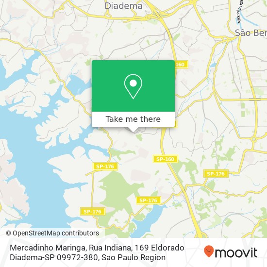 Mapa Mercadinho Maringa, Rua Indiana, 169 Eldorado Diadema-SP 09972-380