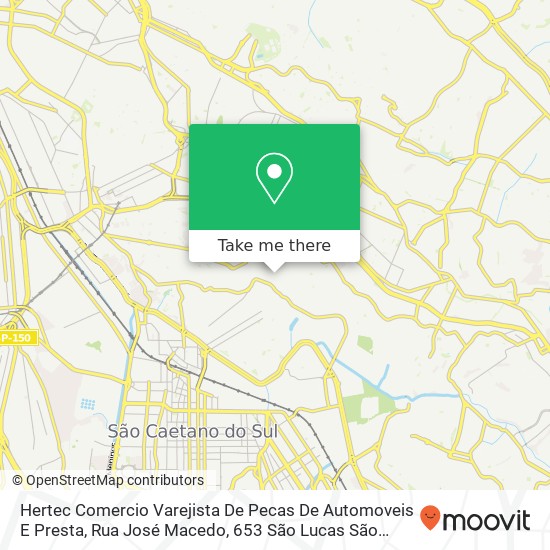 Mapa Hertec Comercio Varejista De Pecas De Automoveis E Presta, Rua José Macedo, 653 São Lucas São Paulo-SP 03236-020