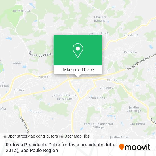 Mapa Rodovia Presidente Dutra (rodovia presidente dutra 201a)