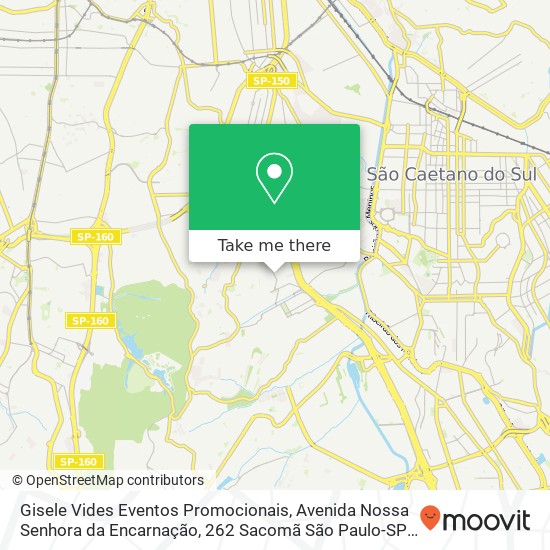Mapa Gisele Vides Eventos Promocionais, Avenida Nossa Senhora da Encarnação, 262 Sacomã São Paulo-SP 04180-080