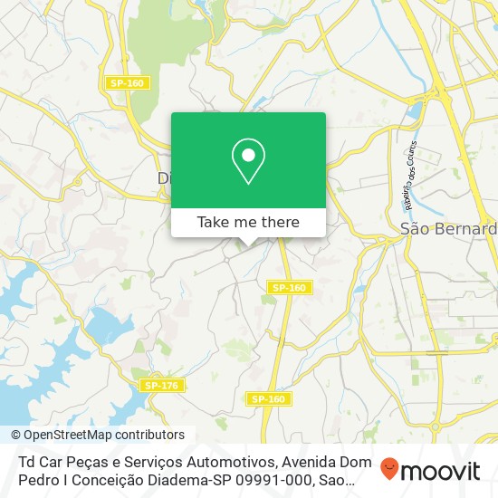 Td Car Peças e Serviços Automotivos, Avenida Dom Pedro I Conceição Diadema-SP 09991-000 map