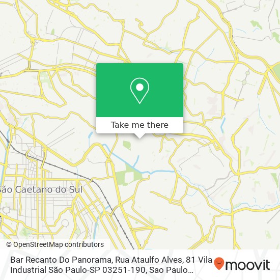Mapa Bar Recanto Do Panorama, Rua Ataulfo Alves, 81 Vila Industrial São Paulo-SP 03251-190