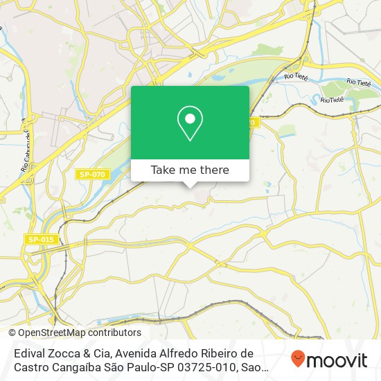 Mapa Edival Zocca & Cia, Avenida Alfredo Ribeiro de Castro Cangaíba São Paulo-SP 03725-010