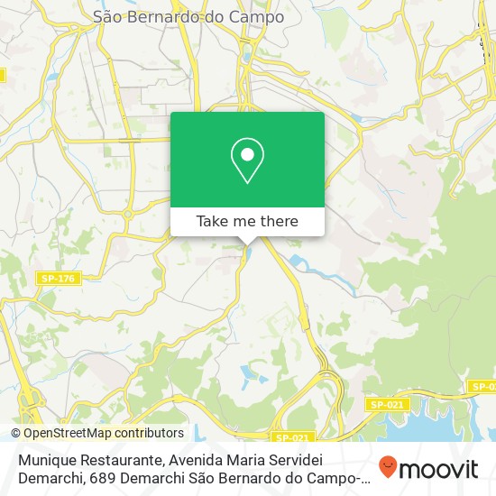 Mapa Munique Restaurante, Avenida Maria Servidei Demarchi, 689 Demarchi São Bernardo do Campo-SP 09820-000