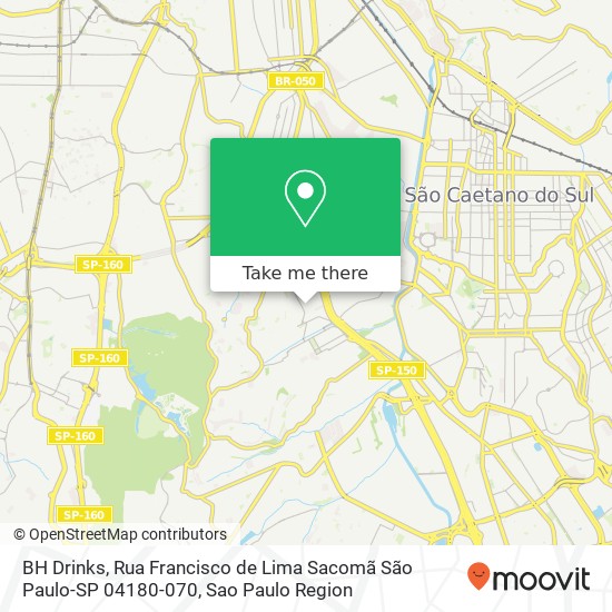 Mapa BH Drinks, Rua Francisco de Lima Sacomã São Paulo-SP 04180-070