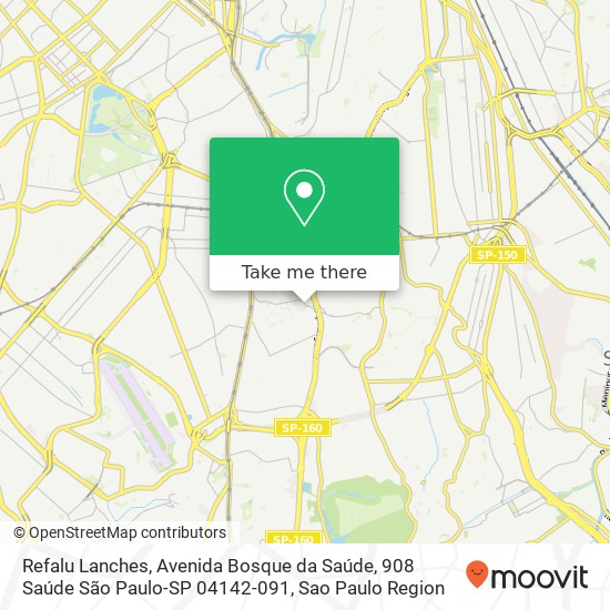 Mapa Refalu Lanches, Avenida Bosque da Saúde, 908 Saúde São Paulo-SP 04142-091